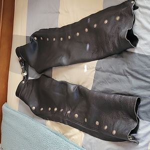Mens leather motorcycle chaps